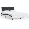 Image de vidaXL Cadre de lit avec lumières LED blanc noir 140x190 cm similicuir lit sommier lit en similicuir meuble de chambre à 3214109