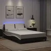Image de vidaXL Cadre de lit avec lumières LED noir blanc 140x200 cm similicuir lit sommier lit en similicuir meuble de chambre à