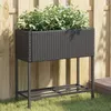 Image de vidaXL Jardinières avec étagère 2 pcs noir 70x28x70 cm résine tressée jardinière dextérieur bac à fleurs bac à tomates 3210510