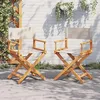 Image de vidaXL Chaises de réalisateur pliables lot de 2 blanc crème tissu 365835