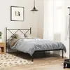 Image de vidaXL Metal Bed Frame with Headboard Black 100x190 cm single bed bedroom furniture guest bed bed metal bed frame bed 376496
