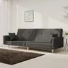 Image de vidaXL Canapé-lit à 2 places avec deux oreillers Gris foncé Tissu 375742