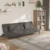 Image de vidaXL Canapé-lit à 2 places avec deux oreillers Gris foncé Velours 375808