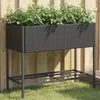 Image de vidaXL Jardinière avec étagère noir résine tressée jardinière dextérieur bac à fleurs bac à tomates jardinière de 366384
