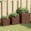 Image de vidaXL Jardinières dextérieur 3 pcs marron résine tressée jardinière dextérieur bac à fleurs bac à tomates jardinière 366396
