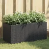 Image de vidaXL Jardinière avec 2 pots noir 72x30x32 cm résine tressée jardinière dextérieur bac à fleurs bac à tomates 366422