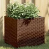 Image de vidaXL Jardinière marron 36x30x32 cm résine tressée jardinière dextérieur bac à fleurs bac à tomates jardinière de 366426
