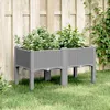 Image de vidaXL Jardinière avec Pieds Lit Surélevé Bac à Fleurs Pot de Plantes Jardin Patio Terrasse Arrière-cour Extérieur Gris 367892
