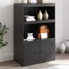 Image de vidaXL Buffet noir 67x39x107 cm acier armoire armoire latérale armoire de rangement armoires placard buffet haut 841667