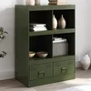 Image de vidaXL Buffet vert olive 67x39x95 cm acier armoire armoire de rangement buffet haut armoire latérale armoire haute 841803