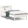 Image de vidaXL Cadre de Lit avec Tête de Lit Lit Simple avec Sommier à Lattes Lit Adulte Meuble de Chambre Moderne Blanc 842675