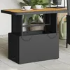 Image de vidaXL Table de jardin noir 90x55x71 cm résine tressée et bois acacia 368275