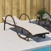 Image de vidaXL Chaise longue avec coussin marron 60x199x42 cm résine tressée lit de bronzage chaise longue inclinable lit de jour 368258