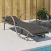 Image de vidaXL Chaise longue et coussin gris clair 60x199x42 cm résine tressée lit de bronzage chaise longue inclinable lit de 368262