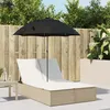 Image de vidaXL Chaise longue double avec coussins et parasol beige poly rotin transat lit de jour dextérieur lit de jour de 368085