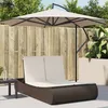 Image de vidaXL Chaise longue double avec coussins marron résine tressée 368091