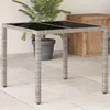 Image de vidaXL Table de Jardin avec Dessus en Verre Table à Manger Table de Repas Meuble de Patio Terrasse Extérieur Gris Clair 368122