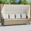 Image de vidaXL Chaise Longue avec Auvent et Coussins Siège avec Dossier Transat avec Housse Jardin Terrasse Patio Moderne Beige 368357