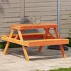 Image de vidaXL Table de Pique-nique Ensemble de Table et Banc de Jardin Meuble d’Extérieur Terrasse Patio Moderne Cire Marron 844649