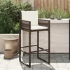 Image de vidaXL Tabourets de bar jardin coussins lot de 2 marron résine tressée tabouret tabouret de bar extérieur chaise de bar 368706