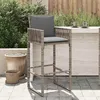 Image de vidaXL Tabourets de bar jardin coussins lot de 2 gris résine tressée tabouret tabouret de bar extérieur chaise de bar 368707