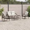 Image de vidaXL Salon de jardin 4 pcs avec coussins marron résine tressée 368728