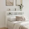 Image de vidaXL Armoire Tête de Lit avec LED Tête de Lit avec Compartiment Meuble de Rangement Chambre à Coucher Accessoire de 839196