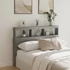 Image de vidaXL Armoire Tête de Lit avec LED Tête de Lit avec Compartiment Meuble de Rangement Chambre à Coucher Accessoire de 839201