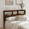 Image de vidaXL Armoire Tête de Lit avec LED Tête de Lit avec Compartiment Meuble de Rangement Chambre à Coucher Accessoire de 839207