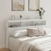 Image de vidaXL Armoire Tête de Lit avec LED Tête de Lit avec Compartiment Meuble de Rangement Chambre à Coucher Accessoire de 839210