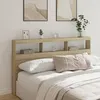 Image de vidaXL Armoire Tête de Lit avec LED Tête de Lit avec Compartiment Meuble de Rangement Chambre à Coucher Accessoire de 839212