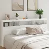 Image de vidaXL Armoire Tête de Lit avec LED Tête de Lit avec Compartiment Meuble de Rangement Chambre à Coucher Accessoire de 839224