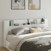 Image de vidaXL Armoire Tête de Lit avec LED Tête de Lit avec Étagère Ouverte Meuble de Rangement Chambre à Coucher Accessoire de 839273