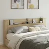 Image de vidaXL Armoire Tête de Lit avec LED Tête de Lit avec Étagère Ouverte Meuble de Rangement Chambre à Coucher Accessoire de 839275