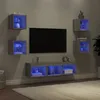 Image de vidaXL Unités Murales TV avec LED 7 pcs Armoires de Télévision Suspendues Meubles Télé de Salon Moderne Gris Sonoma Bois