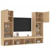 Image de vidaXL Unités murales TV avec LED 5 pcs chêne sonoma bois dingénierie 3216692