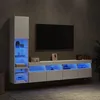 Image de vidaXL Unités Murales TV avec LED 4 pcs Armoires de Télévision Suspendues Meubles Télé de Salon Moderne Blanc Bois 3216711