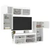 Image de vidaXL Unités murales TV avec LED 5 pcs blanc bois dingénierie 3216725