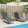 Image de vidaXL Chaises longues lot de 2 avec table gris clair résine tressée transat lit de repos de jardin meuble dextérieur 4002715