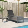 Image de vidaXL Chaise longue avec table et coussin gris résine tressée transat lit de repos de jardin meuble dextérieur chaise 4002730