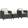 Image de vidaXL Ensemble de bistro 3 pcs avec coussins noir résine tressée ensemble de bistro de jardin ensemble de balcon 4003896