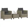 Image de vidaXL Ensemble de bistro 3 pcs avec coussins gris résine tressée ensemble de bistro de jardin ensemble de balcon 4003898