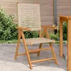 Image de vidaXL Chaises de jardin lot de 2 beige bois massif dacacia et rotin siège de jardin siège dextérieur chaise pliable 367653