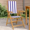 Image de vidaXL Chaises de jardin lot de 2 bleu/blanc bois acacia massif tissu siège de jardin assise extérieure chaise pliable 367662