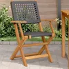 Image de vidaXL Chaises de jardin lot de 2 noir bois massif dacacia et rotin siège de jardin siège dextérieur chaise pliable 367663