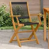 Image de vidaXL Chaises de jardin lot de 2 noir bois dacacia et polypropylène siège de jardin assise extérieure chaise pliable 367666