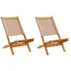 Image de vidaXL Chaises de jardin lot de 2 taupe bois dacacia massif et tissu siège de jardin siège dextérieure chaise 367692