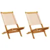 Image de vidaXL Chaises de jardin lot de 2 beige bois dacacia massif et tissu siège de jardin siège dextérieure chaise 367693