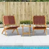 Image de vidaXL Chaises de jardin pliantes lot de 2 bois dacacia solide tissu chaise de jardin siège d extérieur chaise de 366511