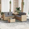 Image de vidaXL Canapé de jardin avec table et coussins en forme de L beige 369030